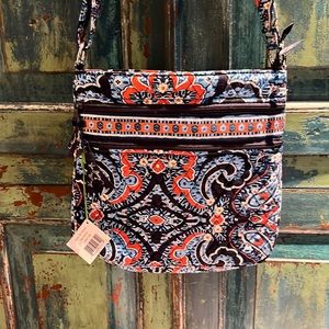 Vera Bradley New! With tags! blues and Orange triple zip hipster crossbody bag